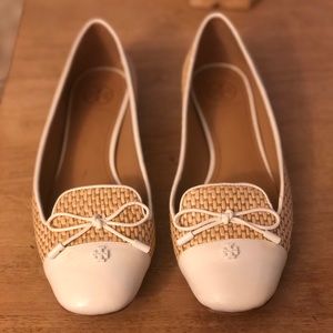 Tory Burch Catherine Wicker Leather Ballet Flats